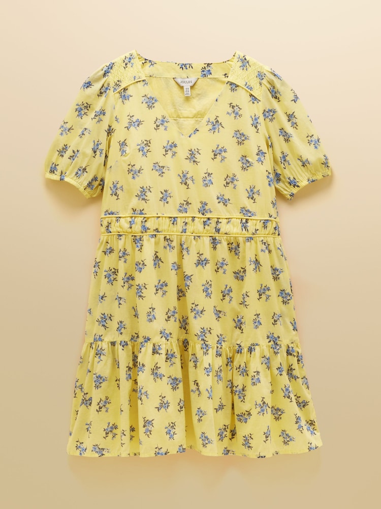 Joules Daphne Yellow Ditsy Short Sleeve Tiered Dress - Image 10 of 10 Joules Daphne Yellow Ditsy Short Sleeve Tiered Dress - Image 10 of 10