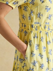 Joules Daphne Yellow Ditsy Short Sleeve Tiered Dress - Image 7 of 10