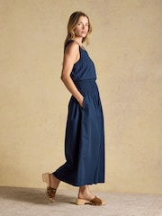 Joules Jade Navy Sleeveless Jersey Woven Midi Dress - Image 4 of 7