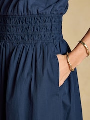 Joules Jade Navy Sleeveless Jersey Woven Midi Dress - Image 5 of 7