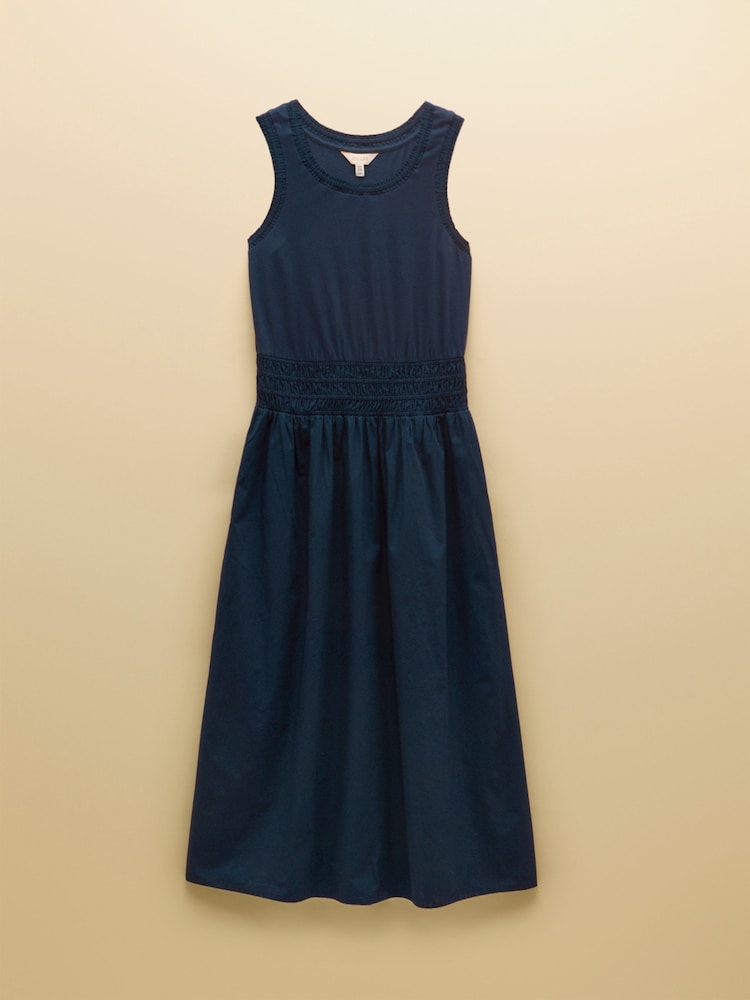 Joules Jade Navy Sleeveless Jersey Woven Midi Dress - Image 7 of 7 Joules Jade Navy Sleeveless Jersey Woven Midi Dress - Image 7 of 7