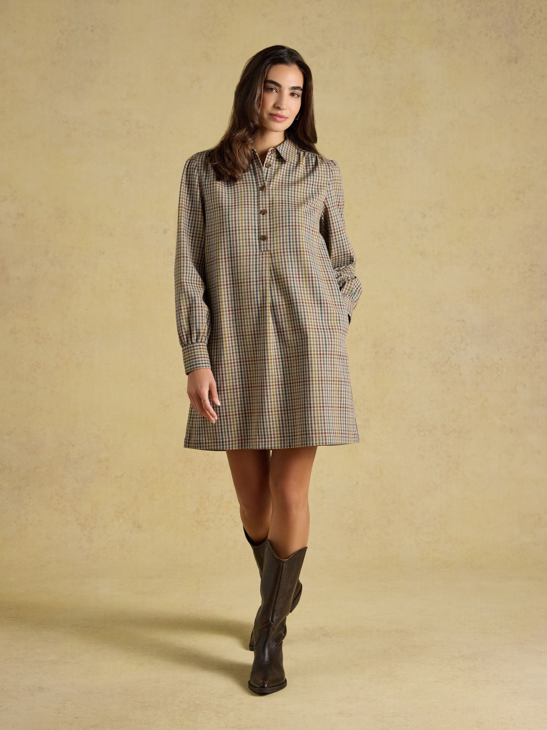 Buy Joules Lyla Brown Check Short Shirt Dress from Next USA