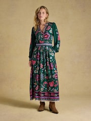 Joules Cressida Green Placement Maxi Dress - Image 1 of 8