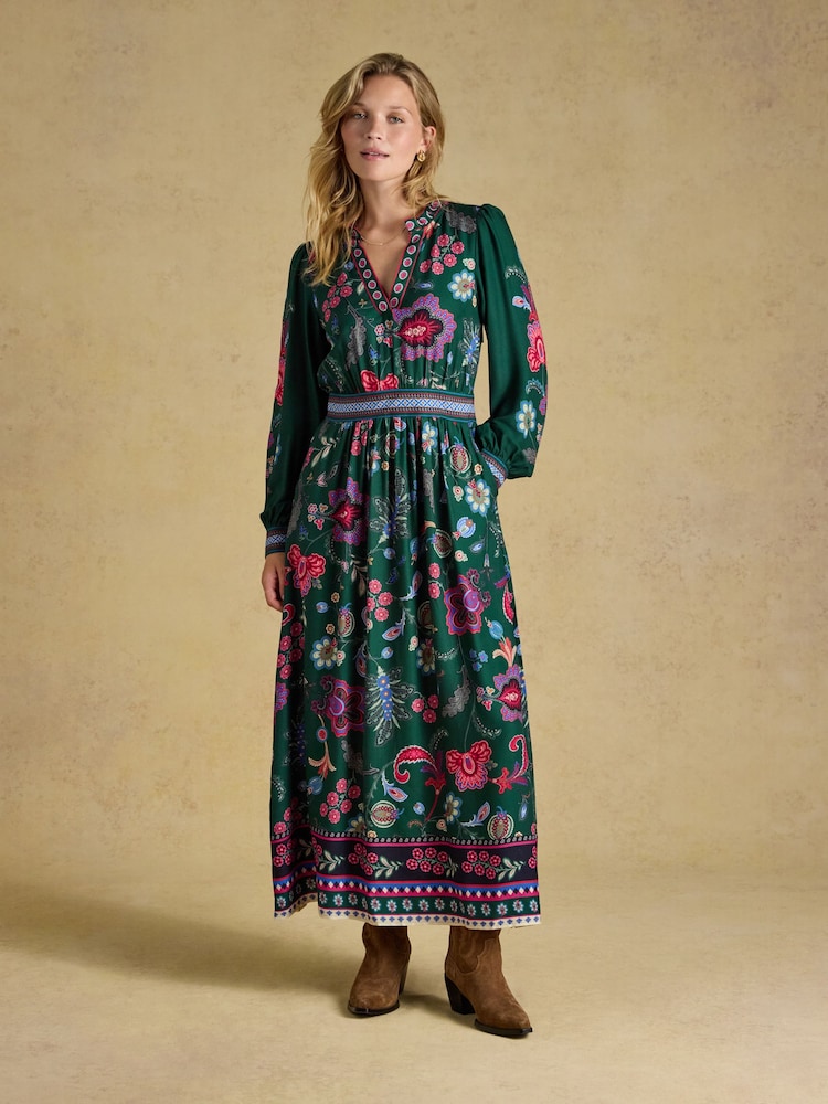 Joules Cressida Green Placement Maxi Dress - Image 1 of 8 Joules Cressida Green Placement Maxi Dress - Image 1 of 8