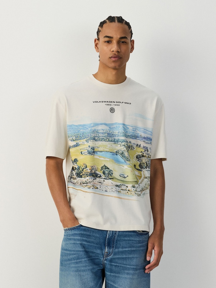 White Golf Print Volkswagen Graphic T-Shirt - Image 1 of 8 White Golf Print Volkswagen Graphic T-Shirt - Image 1 of 8
