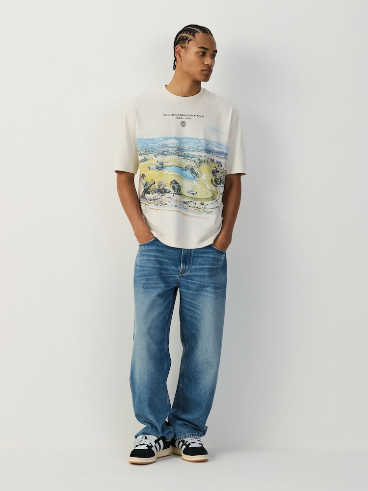 White Golf Print Volkswagen Graphic T-Shirt - Image 2 of 8 White Golf Print Volkswagen Graphic T-Shirt - Image 2 of 8