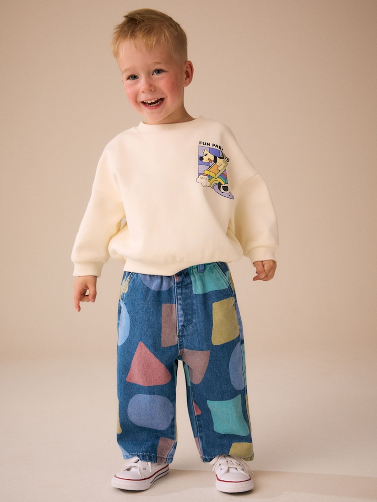 Mid Blue Shapes Wide Fit Jeans (3mths-7yrs) - Image 2 of 8