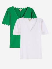 X2 Green and White - Love & Roses T 裇 - 圖片 1/7