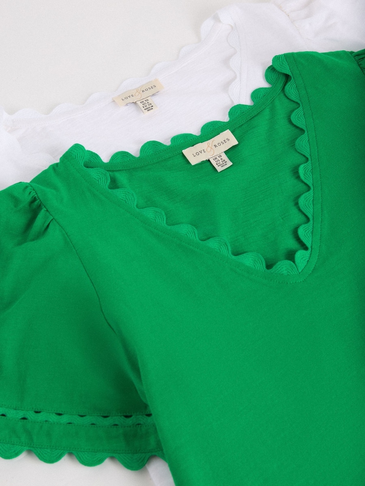 X2 Green and White - Love & Roses T 裇 - 圖片 7/7