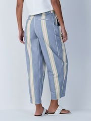 Blue/Ecru Stripe Chino Barrel Leg Trousers - Image 4 of 9