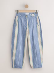 Blue/Ecru Stripe Chino Barrel Leg Trousers - Image 6 of 9