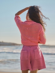 Washed Pink Chino Shorts - Image 3 of 8