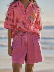Washed Pink Chino Shorts - Image 4 of 8