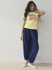 Navy Blue Broderie Balloon Leg Trousers - Image 1 of 7