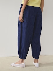 Navy Blue Broderie Balloon Leg Trousers - Image 3 of 7