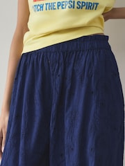 Navy Blue Broderie Balloon Leg Trousers - Image 4 of 7