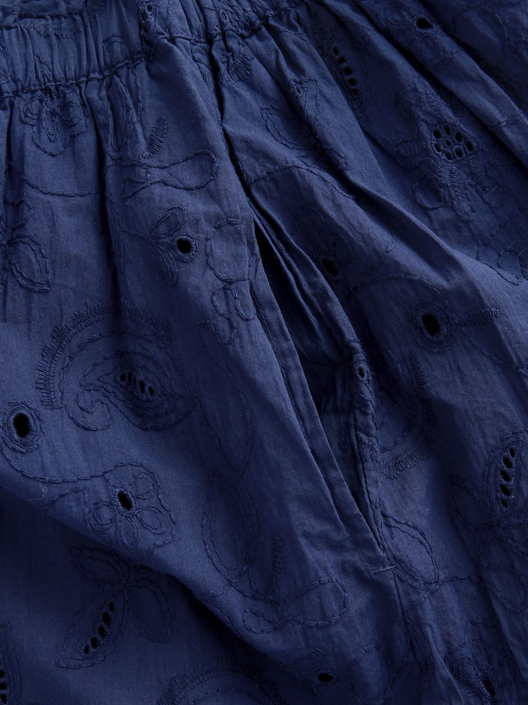 Navy Blue Broderie Balloon Leg Trousers - Image 7 of 7 Navy Blue Broderie Balloon Leg Trousers - Image 7 of 7