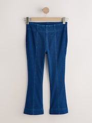 Dark Blue Jersey Denim Cropped Bootcut Capri Leggings - Image 6 of 8