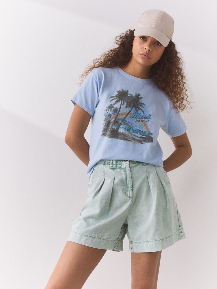 Washed Green Chino Shorts - Image 1 of 6 Washed Green Chino Shorts - Image 1 of 6