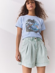 Washed Green Chino Shorts - Image 2 of 6