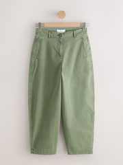 Khaki Green Chino Barrel Leg Trousers - Image 1 of 3