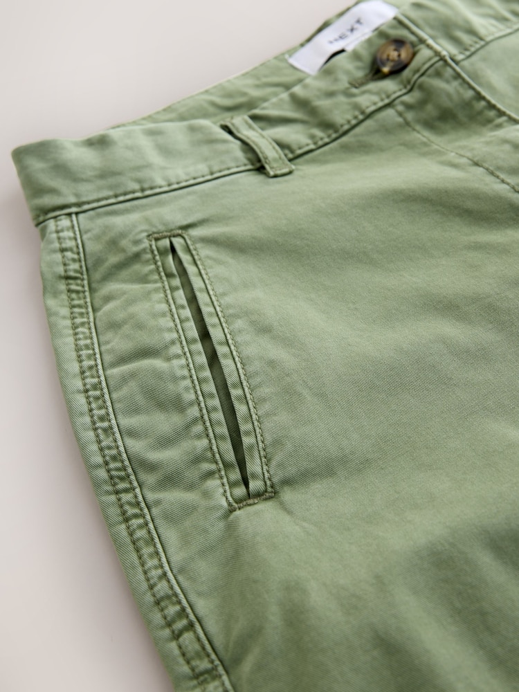 Khaki Green Chino Barrel Leg Trousers - Image 2 of 3