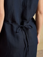 Joules Delphine Navy V Neck Shift Dress With Linen - Image 6 of 7