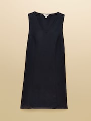 Joules Delphine Navy V Neck Shift Dress With Linen - Image 7 of 7
