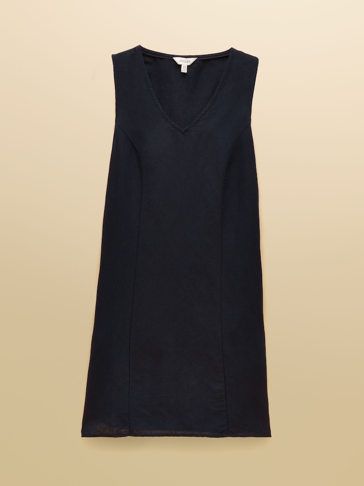 Joules Delphine Navy V Neck Shift Dress With Linen - Image 7 of 7 Joules Delphine Navy V Neck Shift Dress With Linen - Image 7 of 7