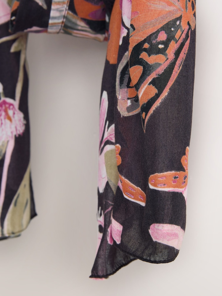 Black Butterfly Print Lightweight Scarf - Image 7 of 7