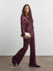 Joanna Hope Red Tassle Sequin Trousers - Image 1 of 4