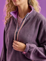 Harper & Lewis Purple Bronwyn Quarter Zip Fleece - Image 3 of 8