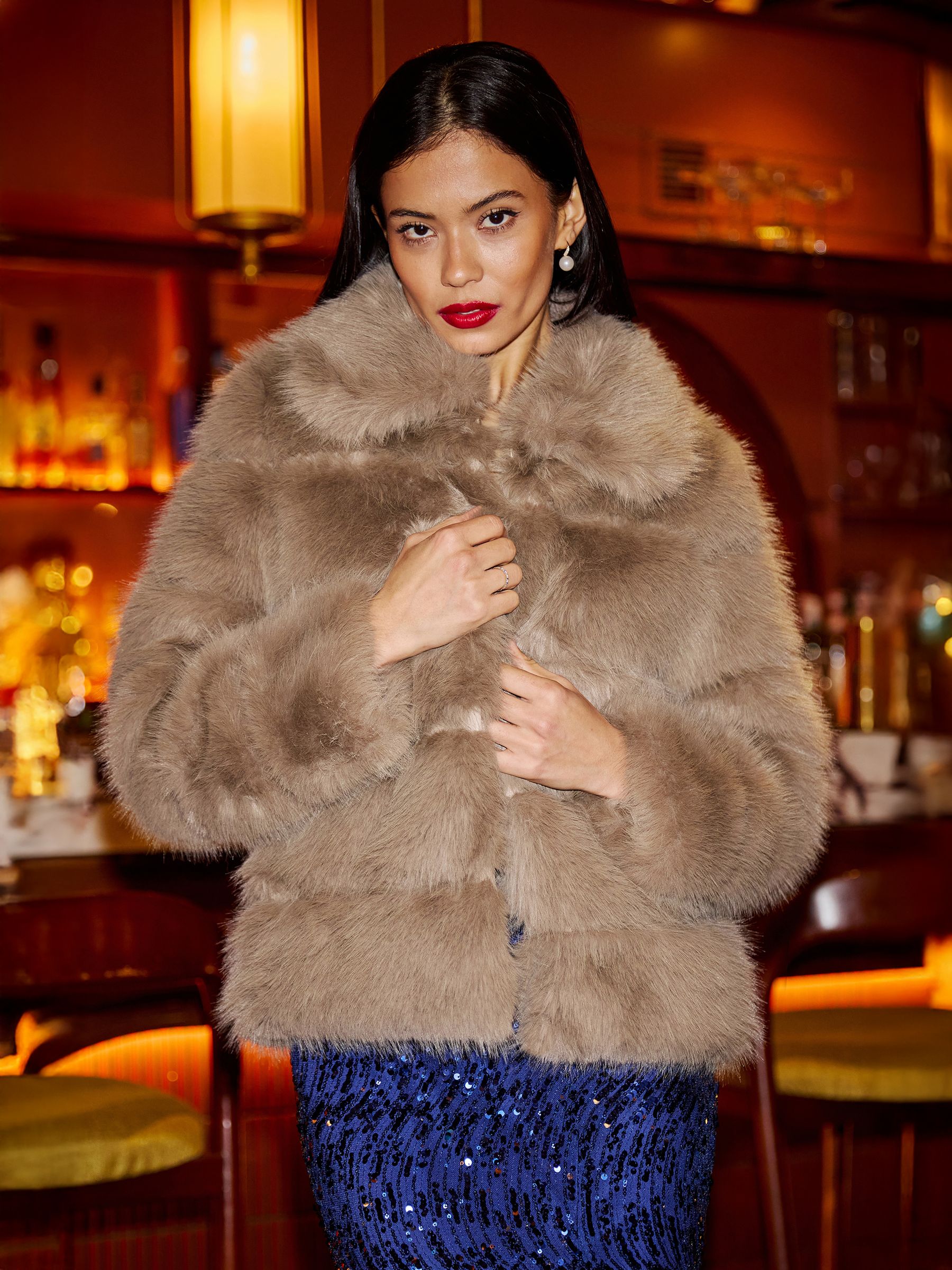Buy Yumi Brown Luxe Faur Fur Coat from the Next UK online shop