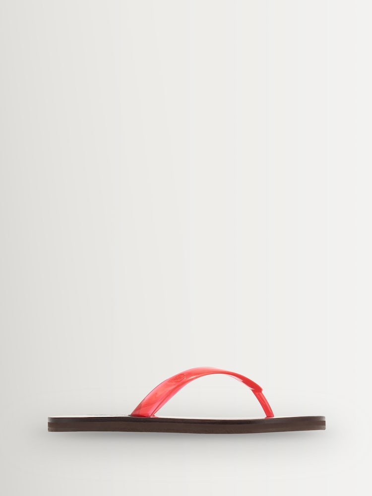 Ancient Greek Sandals Red Saionara Jelly Leather Sole Flip Flops - Image 1 of 4