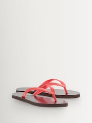 Ancient Greek Sandals Red Saionara Jelly Leather Sole Flip Flops - Image 2 of 4