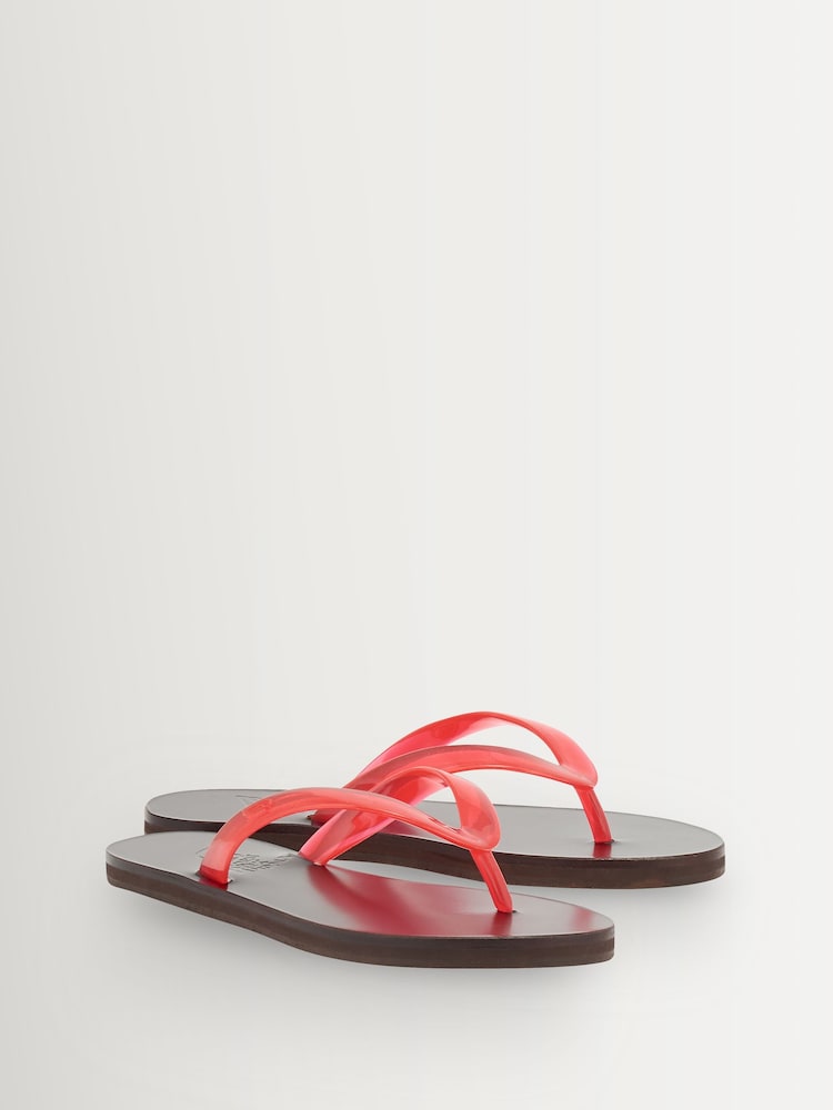 Ancient Greek Sandals Red Saionara Jelly Leather Sole Flip Flops - Image 2 of 4