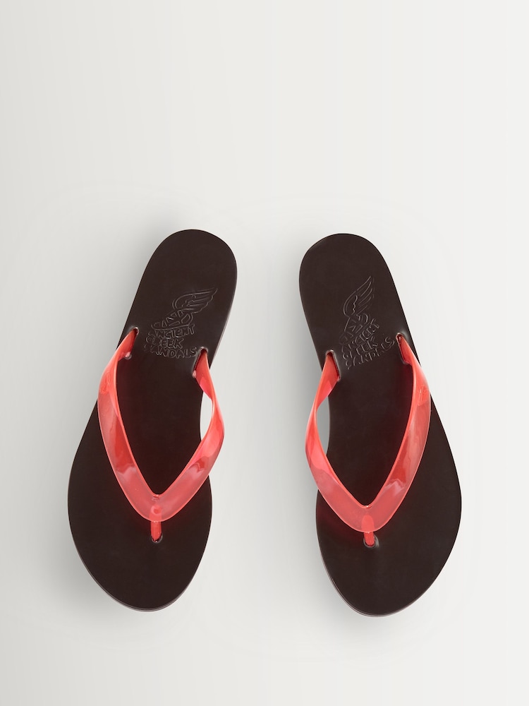 Ancient Greek Sandals Red Saionara Jelly Leather Sole Flip Flops - Image 4 of 4