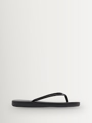 Ancient Greek Sandals Black Saionara Leather Flip Flop Padded Sole Slippers - Image 1 of 4