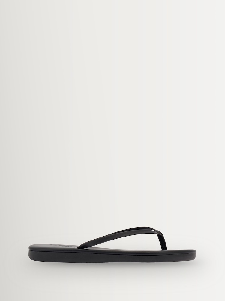 Ancient Greek Sandals Black Saionara Leather Flip Flop Padded Sole Slippers - Image 1 of 4