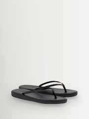 Ancient Greek Sandals Black Saionara Leather Flip Flop Padded Sole Slippers - Image 2 of 4