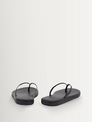 Ancient Greek Sandals Black Saionara Leather Flip Flop Padded Sole Slippers - Image 3 of 4