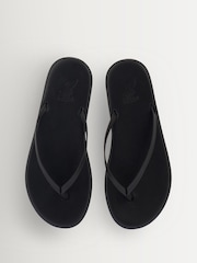 Ancient Greek Sandals Black Saionara Leather Flip Flop Padded Sole Slippers - Image 4 of 4