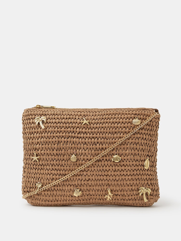 Accessorize Natural Charm Raffia Clutch Bag - Image 1 of 2 Accessorize Natural Charm Raffia Clutch Bag - Image 1 of 2