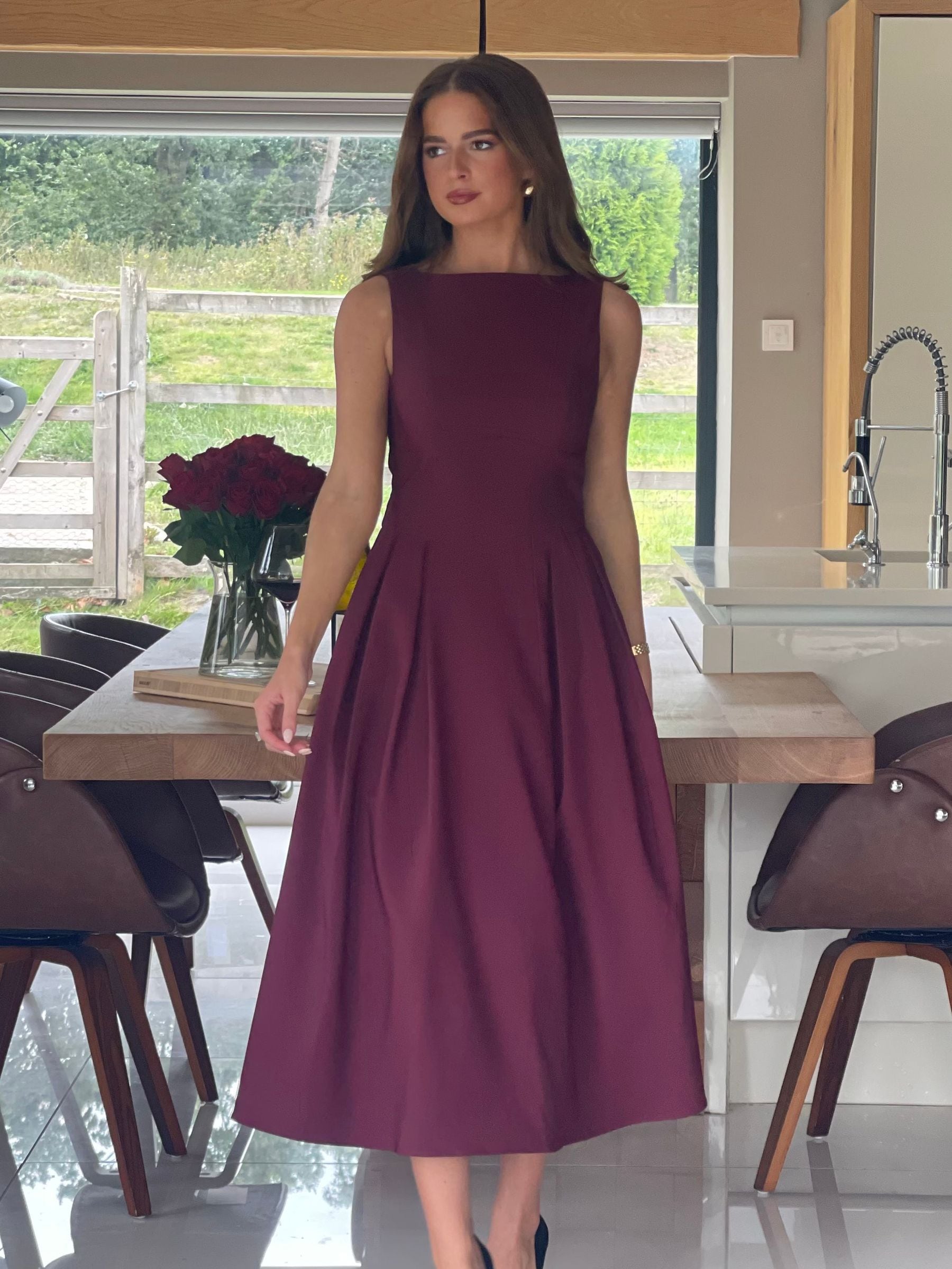 blue and pink midi dress MINKPINK Al Fresco Blue Midi Dress