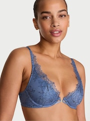 Victoria's Secret Denim Blue Rose Plunge Lace Bra - Image 1 of 2