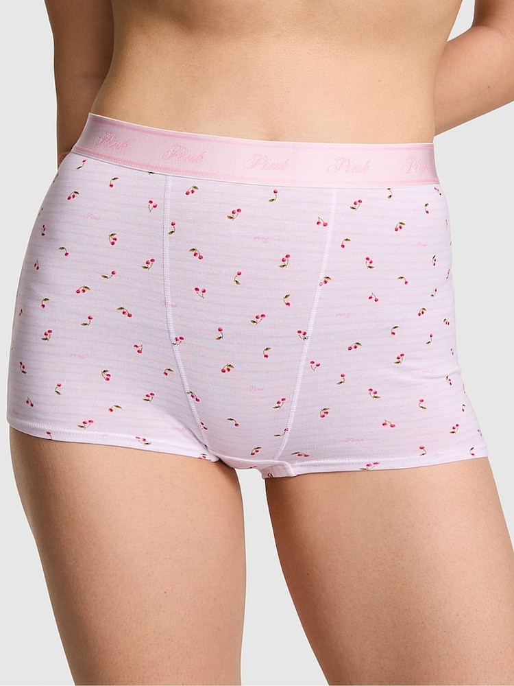 Victoria's Secret PINK Pink Tulip Cherry Print High Waist Cotton Logo Knickers - Image 1 of 2 Victoria's Secret PINK Pink Tulip Cherry Print High Waist Cotton Logo Knickers - Image 1 of 2