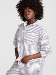 Victoria's Secret Pink Navy Blue Stripe Oversized Button Down Pyjama Top - Image 1 of 2