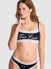 Victoria's Secret Pink Noir Navy Blue Scoop Cotton Lace Trim Bralette - Image 1 of 2