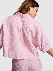 Victoria's Secret Pink Dollhouse Pink Cotton Tie Front Pyjama Top - Image 3 of 3
