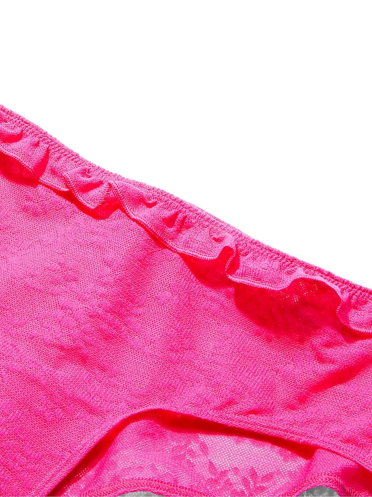 Victoria's Secret Pink Hot Stuff Pink Cheeky Strawberry Embroidery Lace Knickers - Image 3 of 3